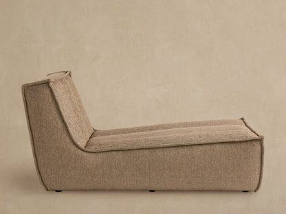 Porto armless chaise in dark beige fabric with channel stitching