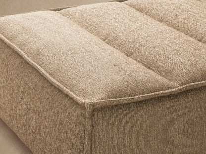 Porto ottoman in dark beige fabric with channel stitching