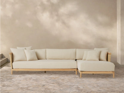Puglia Outdoor Teak Two-Piece Sectional with Chaise