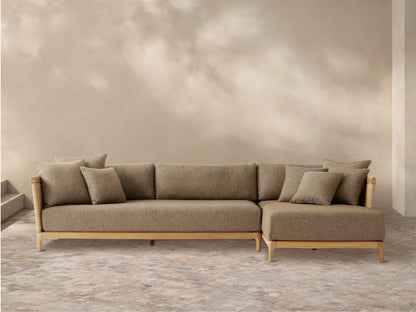 Puglia Outdoor Teak Two-Piece Sectional with Chaise