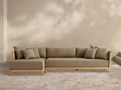 Puglia Outdoor Teak Two-Piece Sectional with Chaise