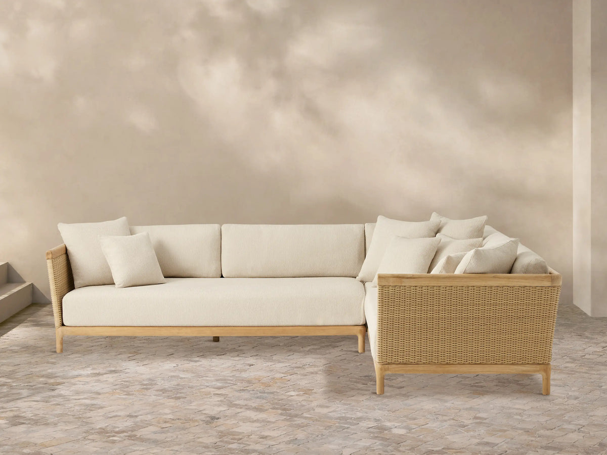 Puglia Outdoor Teak Two-Piece Sectional