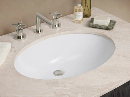 Danny Single Vanity with dark oak wood finish, marble top, and dual metal handles, set against a neutral-toned wall.