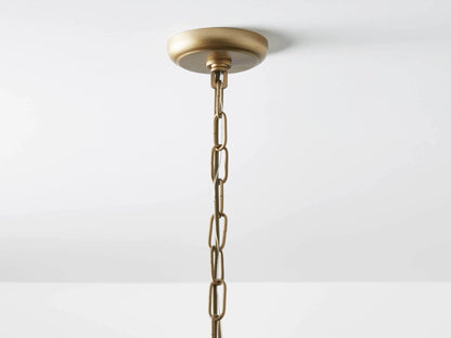 Chain for Leyland Chandelier in gold finish, hanging from a ceiling mount. Links are oval-shaped, connected vertically.