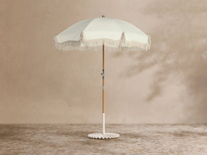 Bondi Fringe Beach Umbrella with Clamshell Base