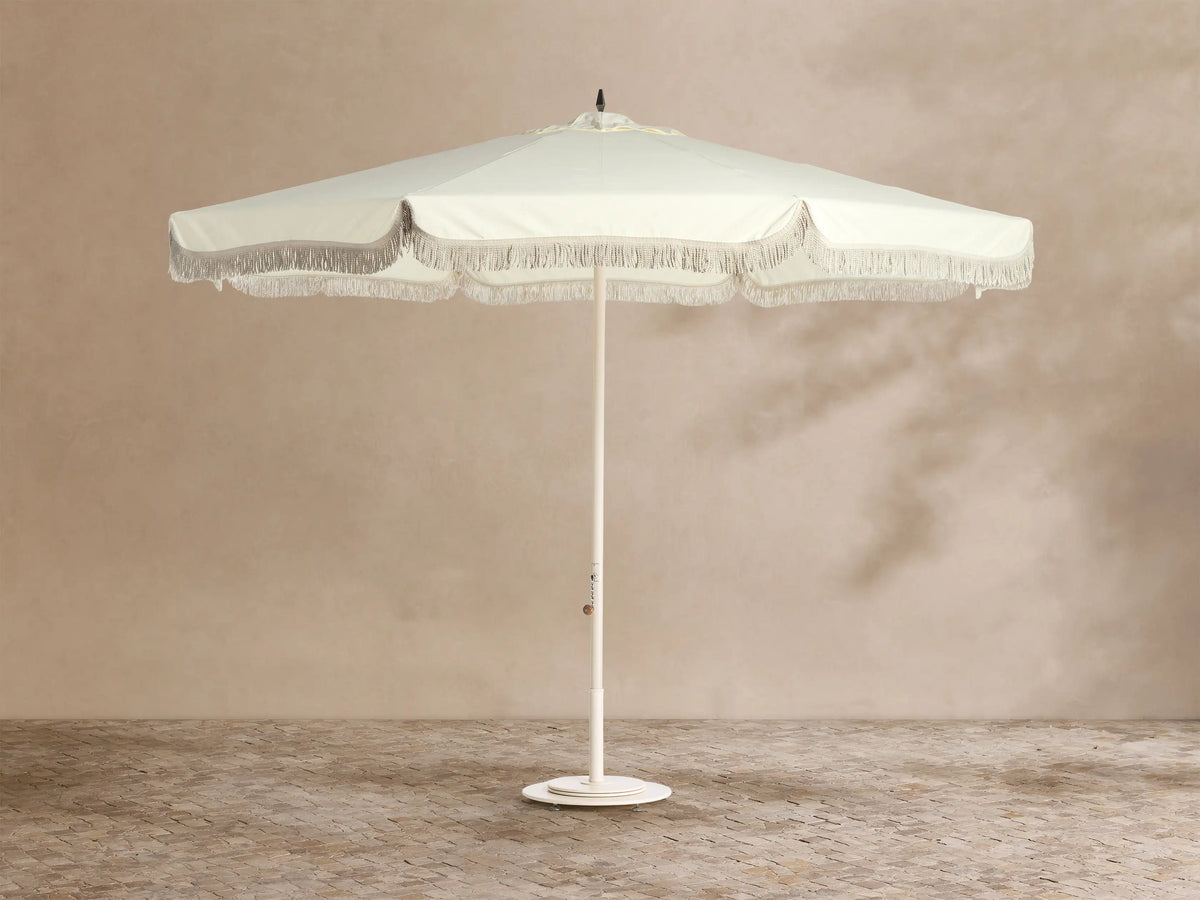 Marbella Umbrella with Fringe Canopy and Round Base