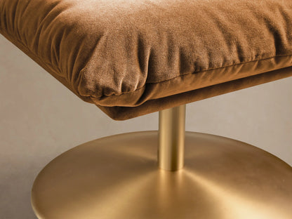 Close-up of the camel brown velvet on the Deacon Ottoman.