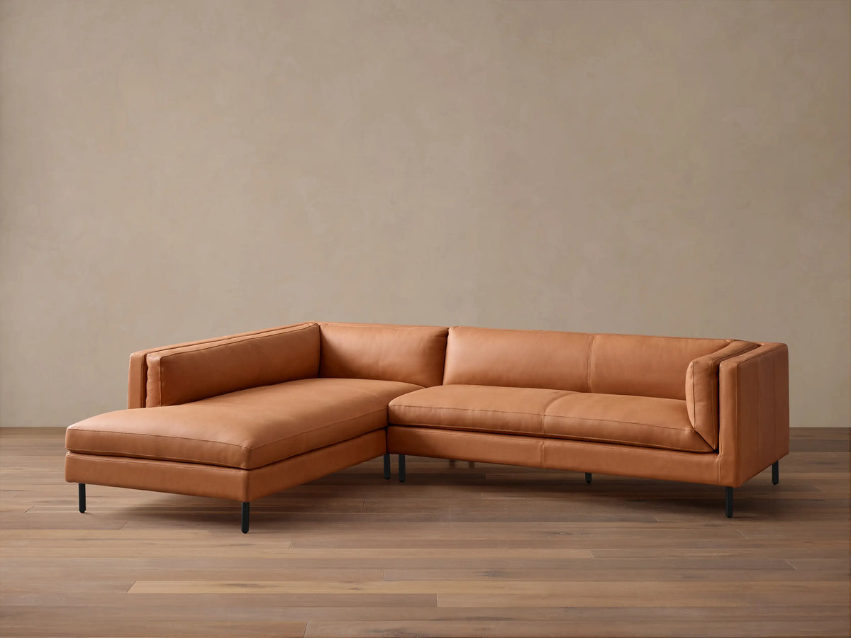 Malta Leather 115"W Two Piece Left Arm Chaise Sectional (3 of 4)