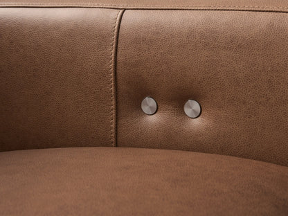 Rowland Tailored Leather Three-Piece Motion Modular Sofa, warm tan leather, front view on a light wood floor.