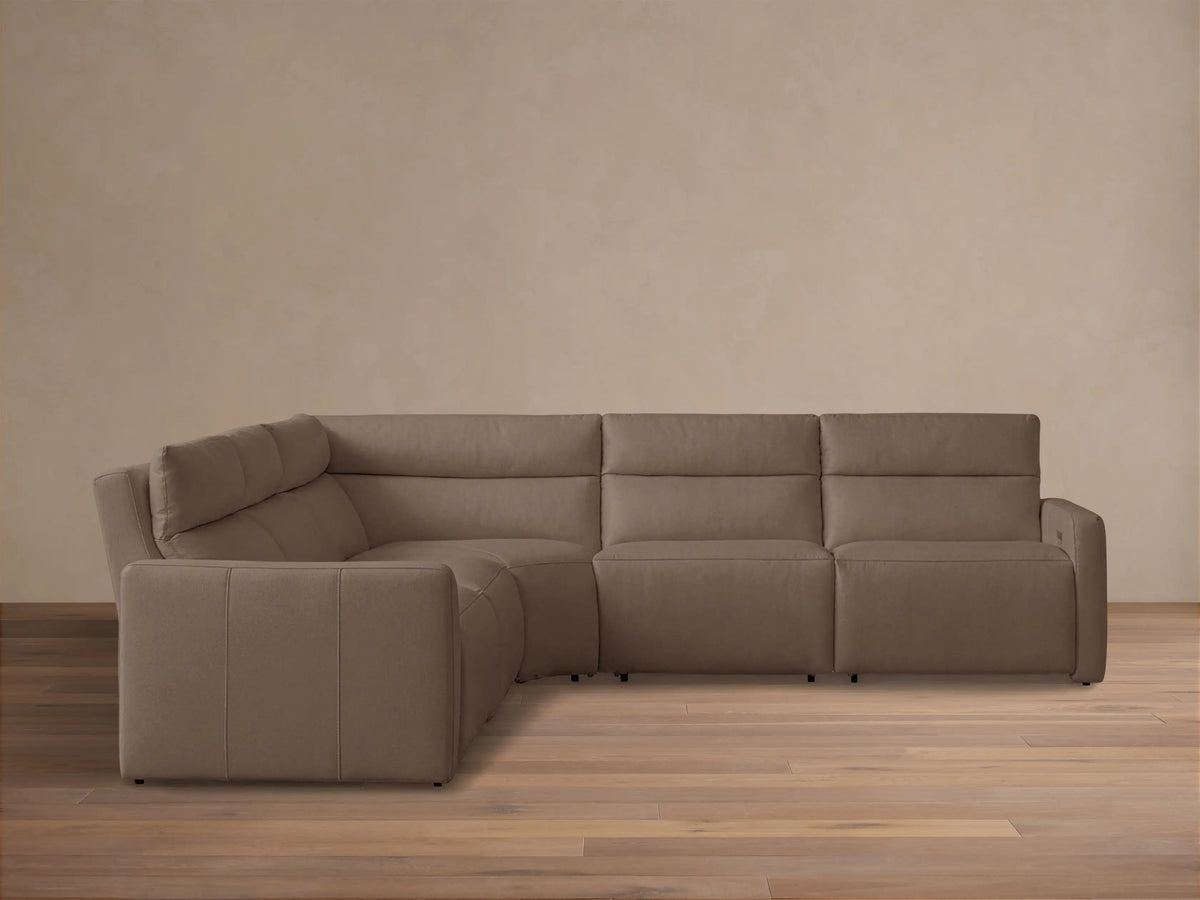 Rowland Tailored Leather Five-Piece Motion Corner Sectional