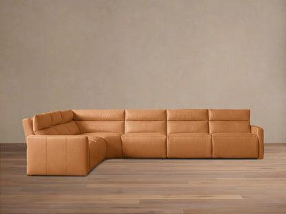 Rowland Tailored Leather Six-Piece Motion Sectional