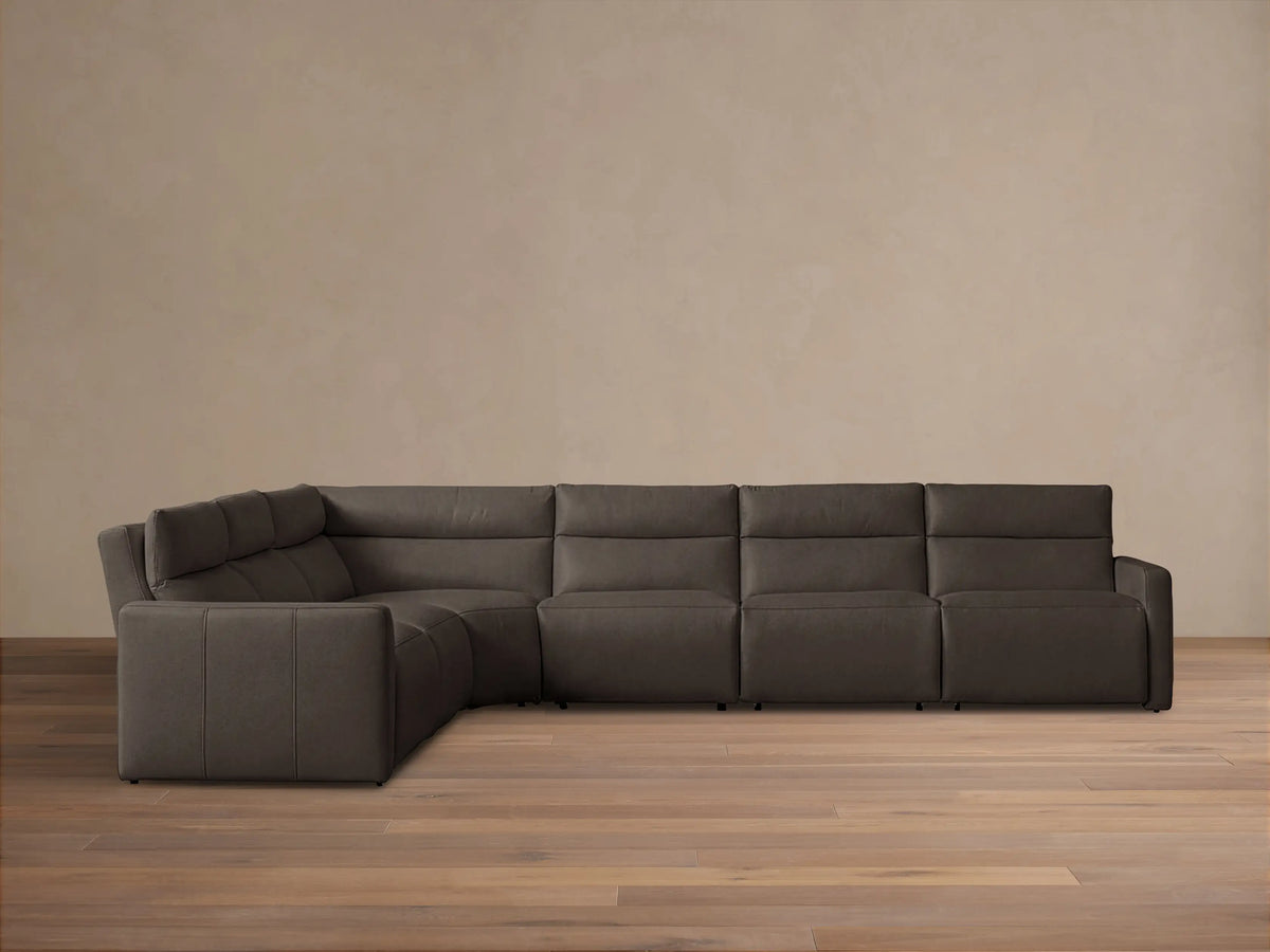 Rowland Tailored Leather Six-Piece Motion Sectional