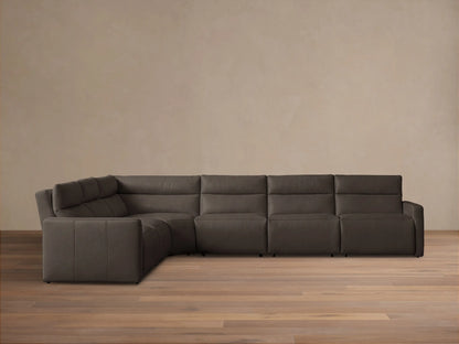 Rowland Tailored Leather Six-Piece Motion Sectional