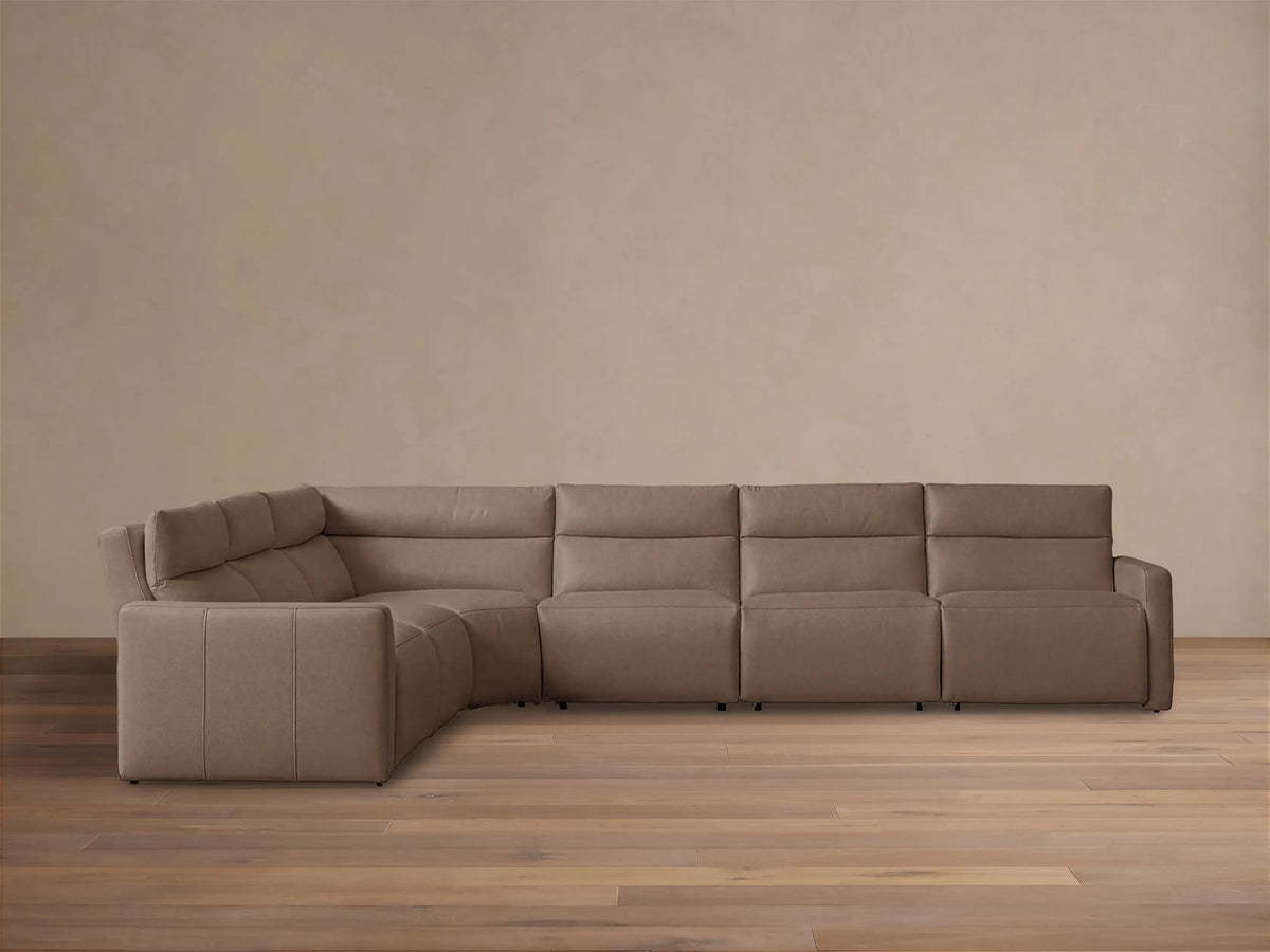 Rowland Tailored Leather Six-Piece Motion Sectional