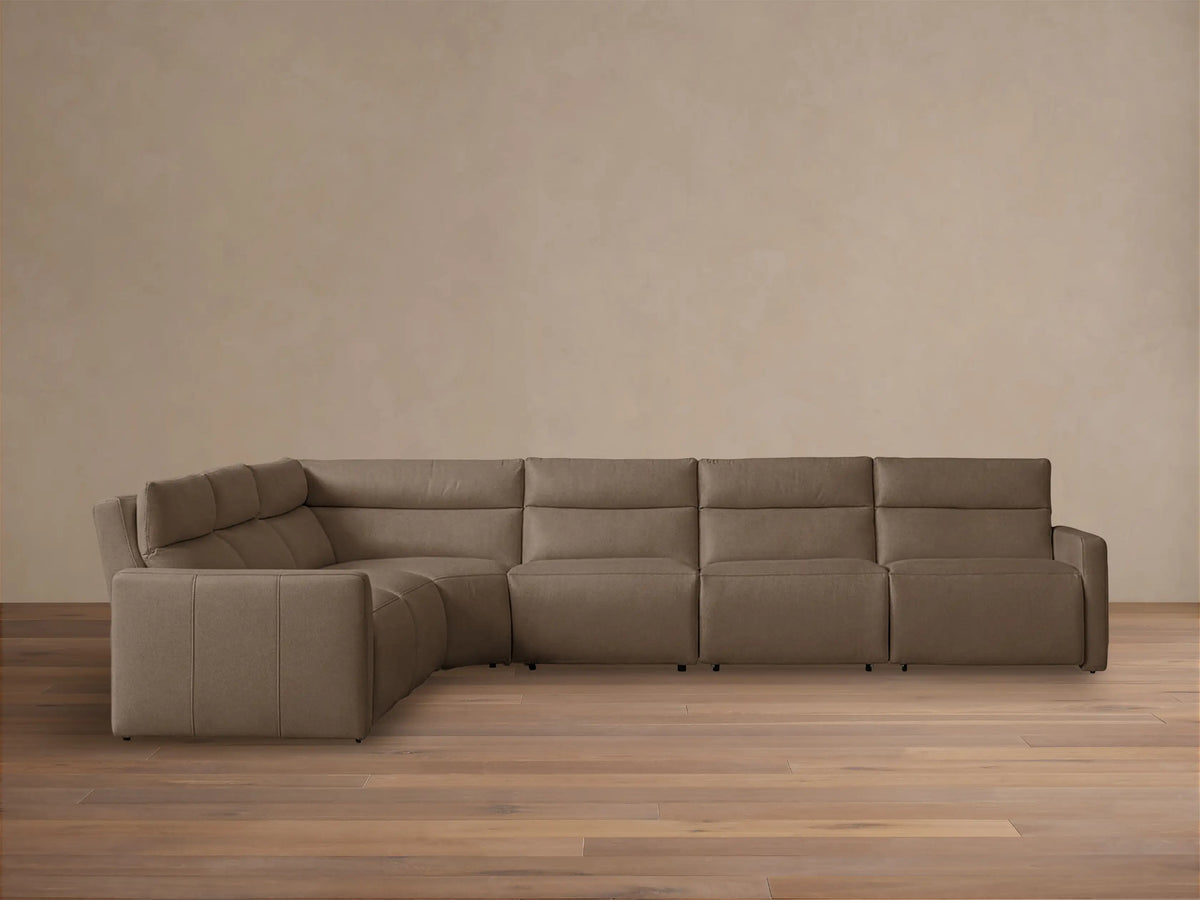 Rowland Tailored Leather Six-Piece Motion Sectional