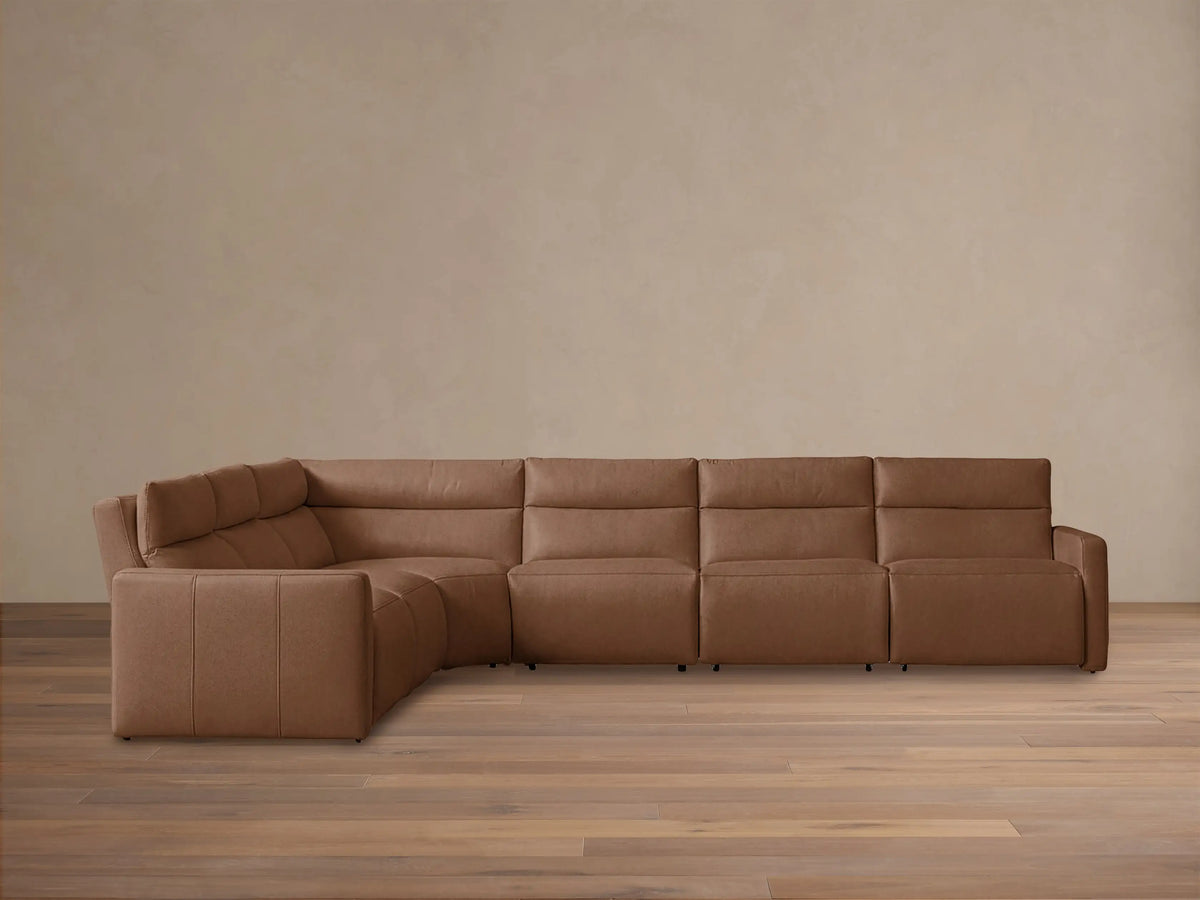 Rowland Tailored Leather Six-Piece Motion Sectional