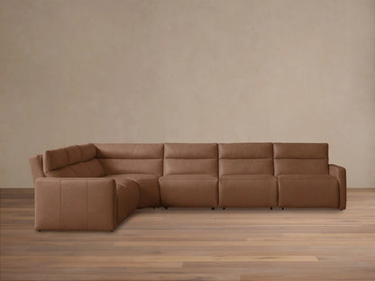 Rowland Tailored Leather Six-Piece Motion Sectional