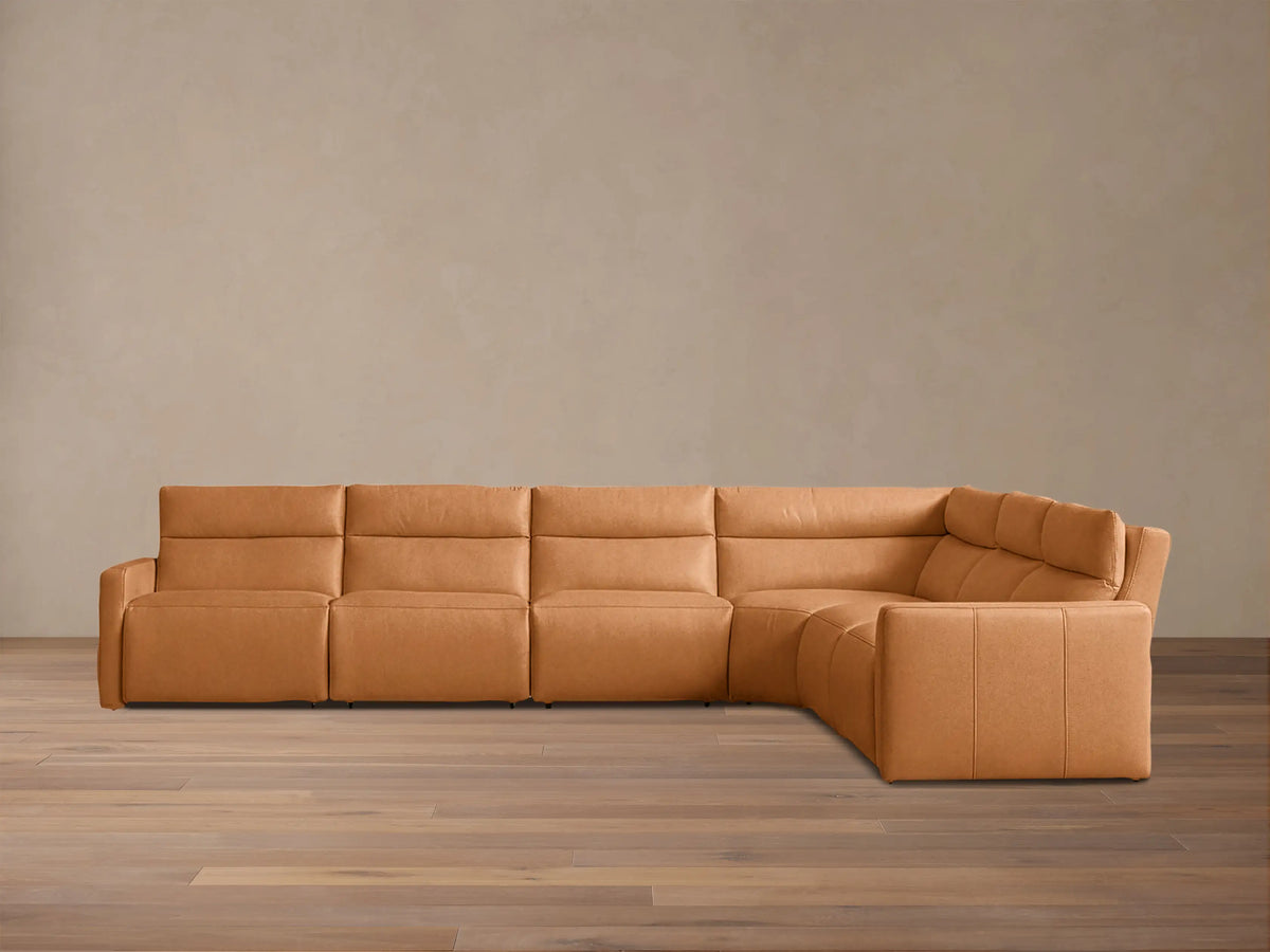 Rowland Tailored Leather Six-Piece Motion Sectional