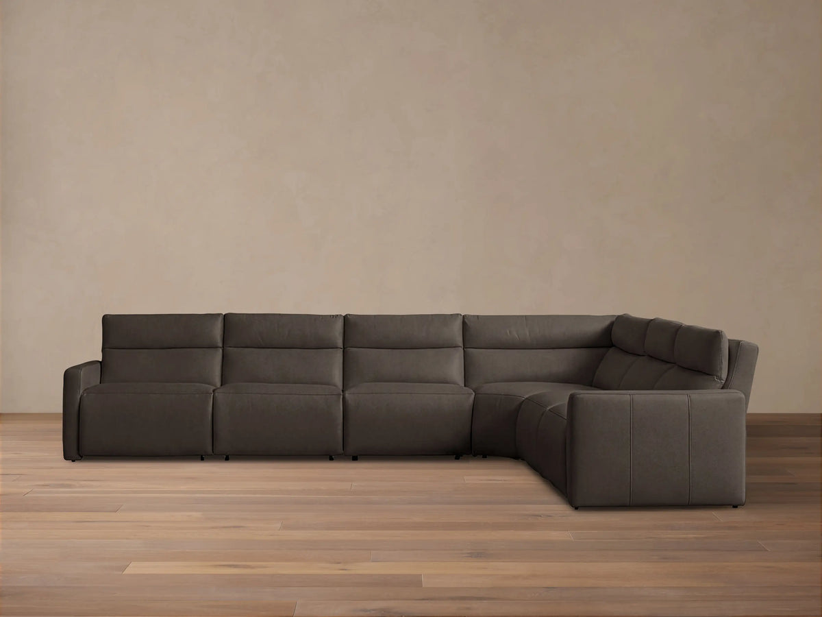 Rowland Tailored Leather Six-Piece Motion Sectional