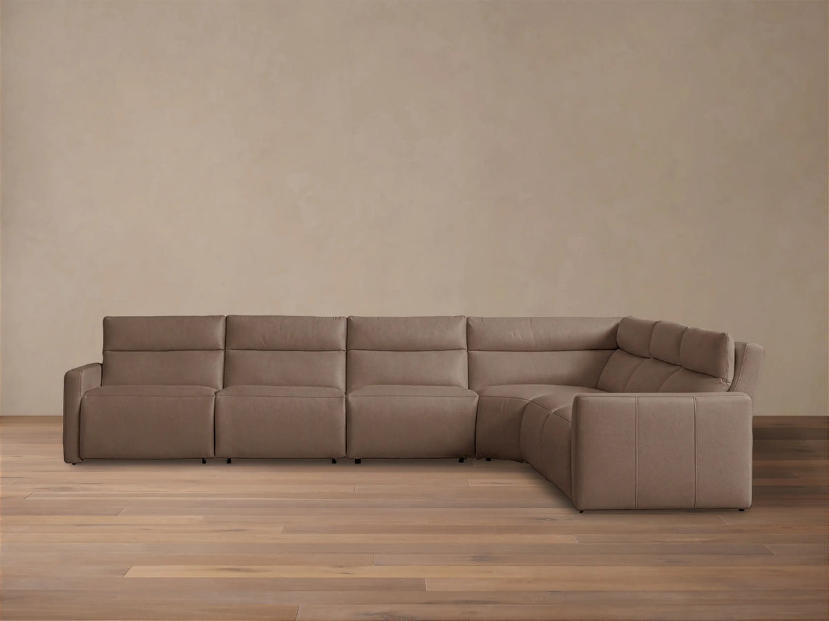 Rowland Tailored Leather Six-Piece Motion Sectional
