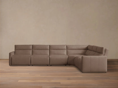 Rowland Tailored Leather Six-Piece Motion Sectional