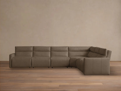 Rowland Tailored Leather Six-Piece Motion Sectional