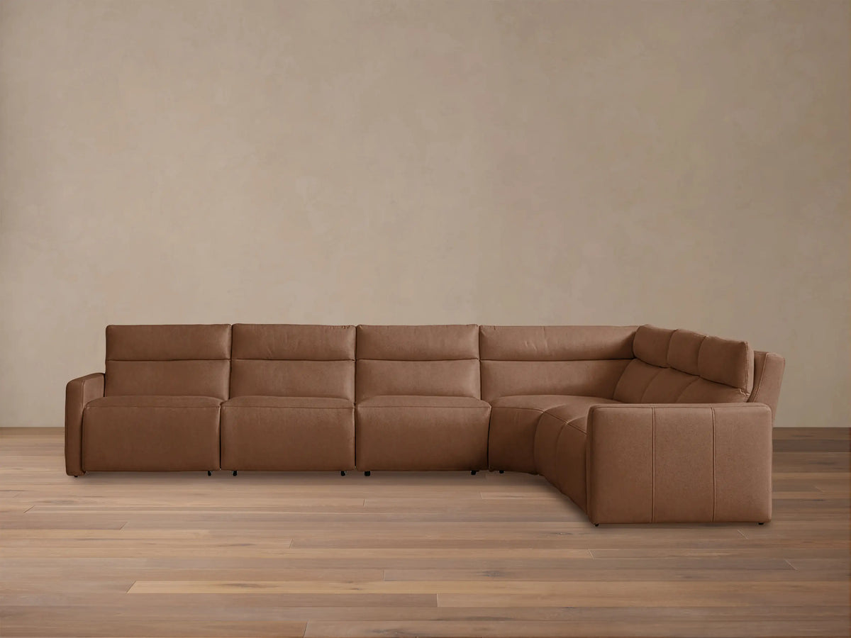 Rowland Tailored Leather Six-Piece Motion Sectional