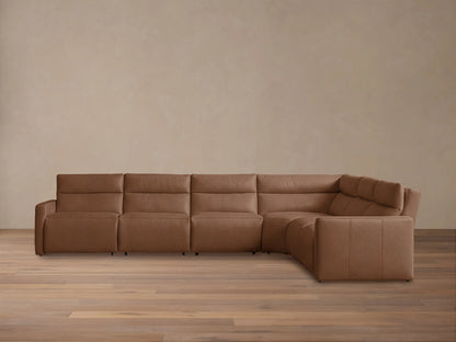 Rowland Tailored Leather Six-Piece Motion Sectional