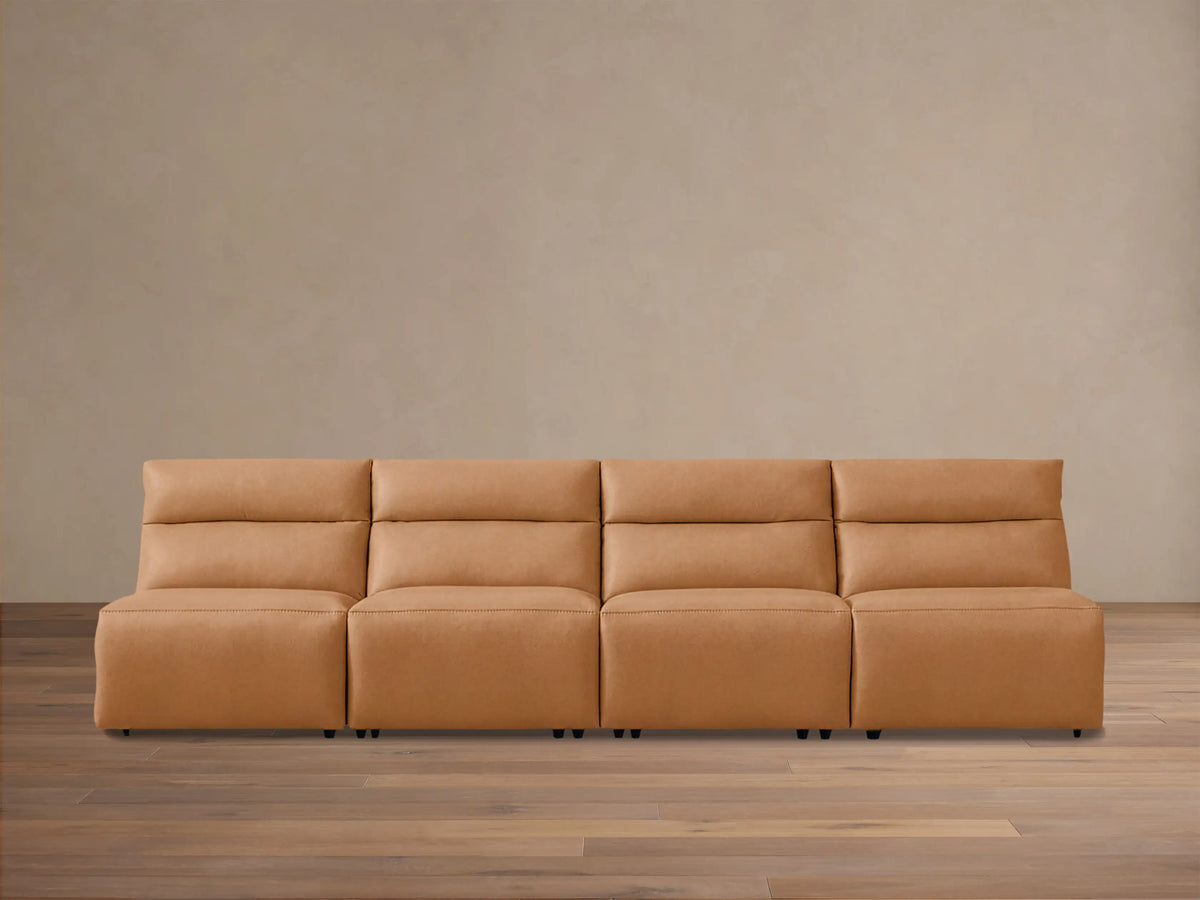Rowland Tailored Leather Four-Piece Armless Motion Modular Sofa