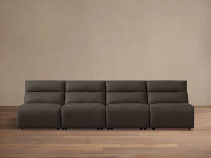 Rowland Tailored Leather Four-Piece Armless Motion Modular Sofa