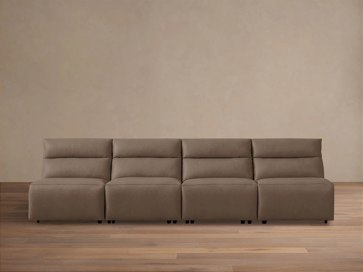 Rowland Tailored Leather Four-Piece Armless Motion Modular Sofa