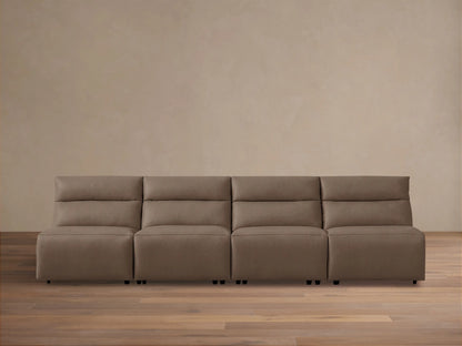 Rowland Tailored Leather Four-Piece Armless Motion Modular Sofa