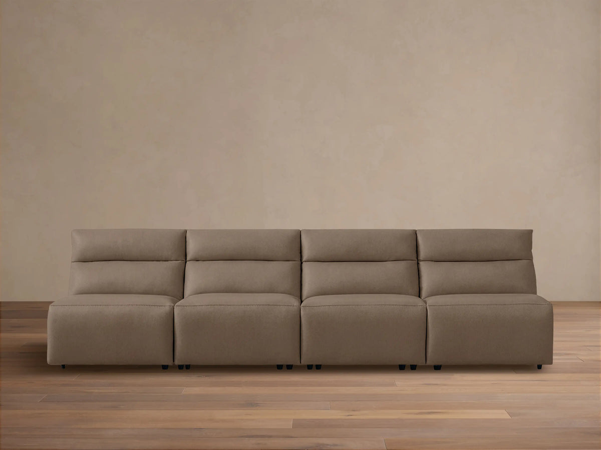 Rowland Tailored Leather Four-Piece Armless Motion Modular Sofa