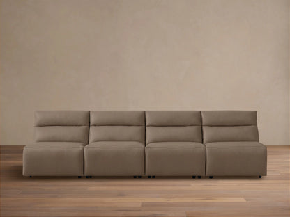 Rowland Tailored Leather Four-Piece Armless Motion Modular Sofa