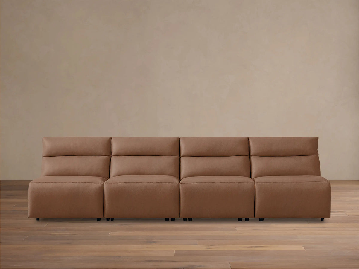 Rowland Tailored Leather Four-Piece Armless Motion Modular Sofa