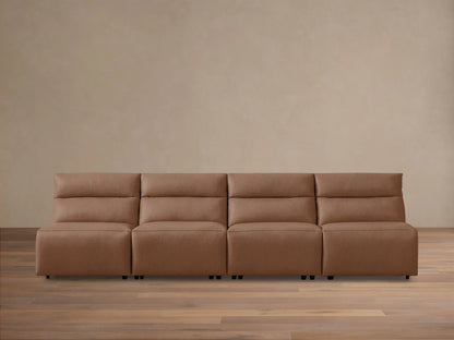 Rowland Tailored Leather Four-Piece Armless Motion Modular Sofa