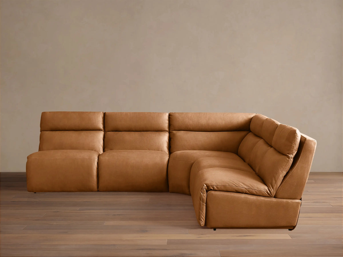 Rowland Tailored Leather Five-Piece Armless Motion Corner Sectional