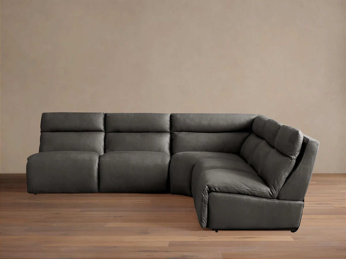Rowland Tailored Leather Five-Piece Armless Motion Corner Sectional