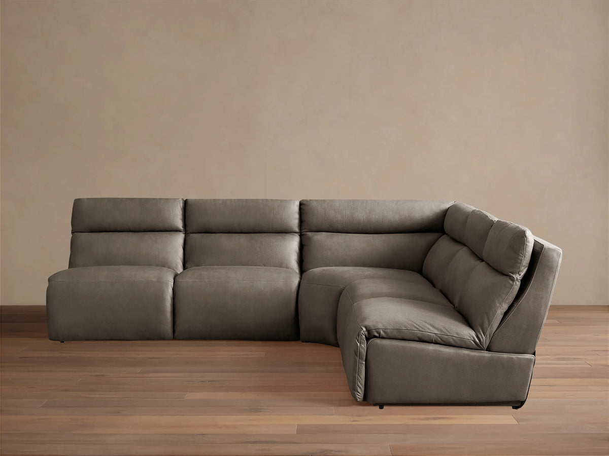 Rowland Tailored Leather Five-Piece Armless Motion Corner Sectional