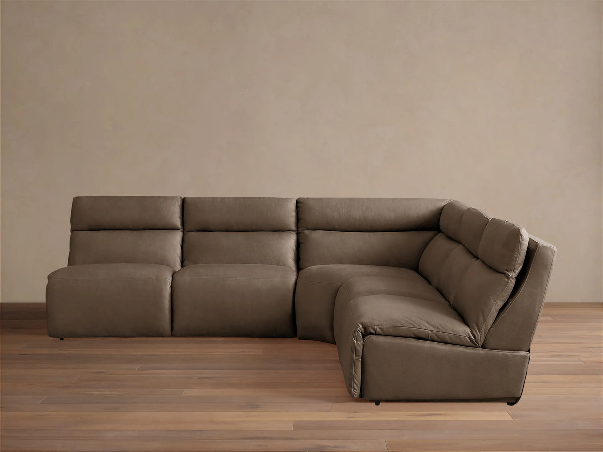 Rowland Tailored Leather Five-Piece Armless Motion Corner Sectional