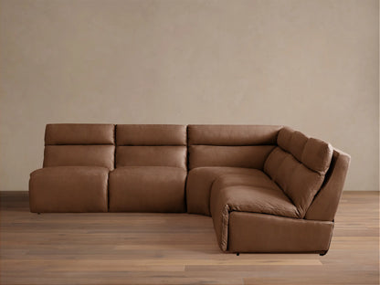 Rowland Tailored Leather Five-Piece Armless Motion Corner Sectional