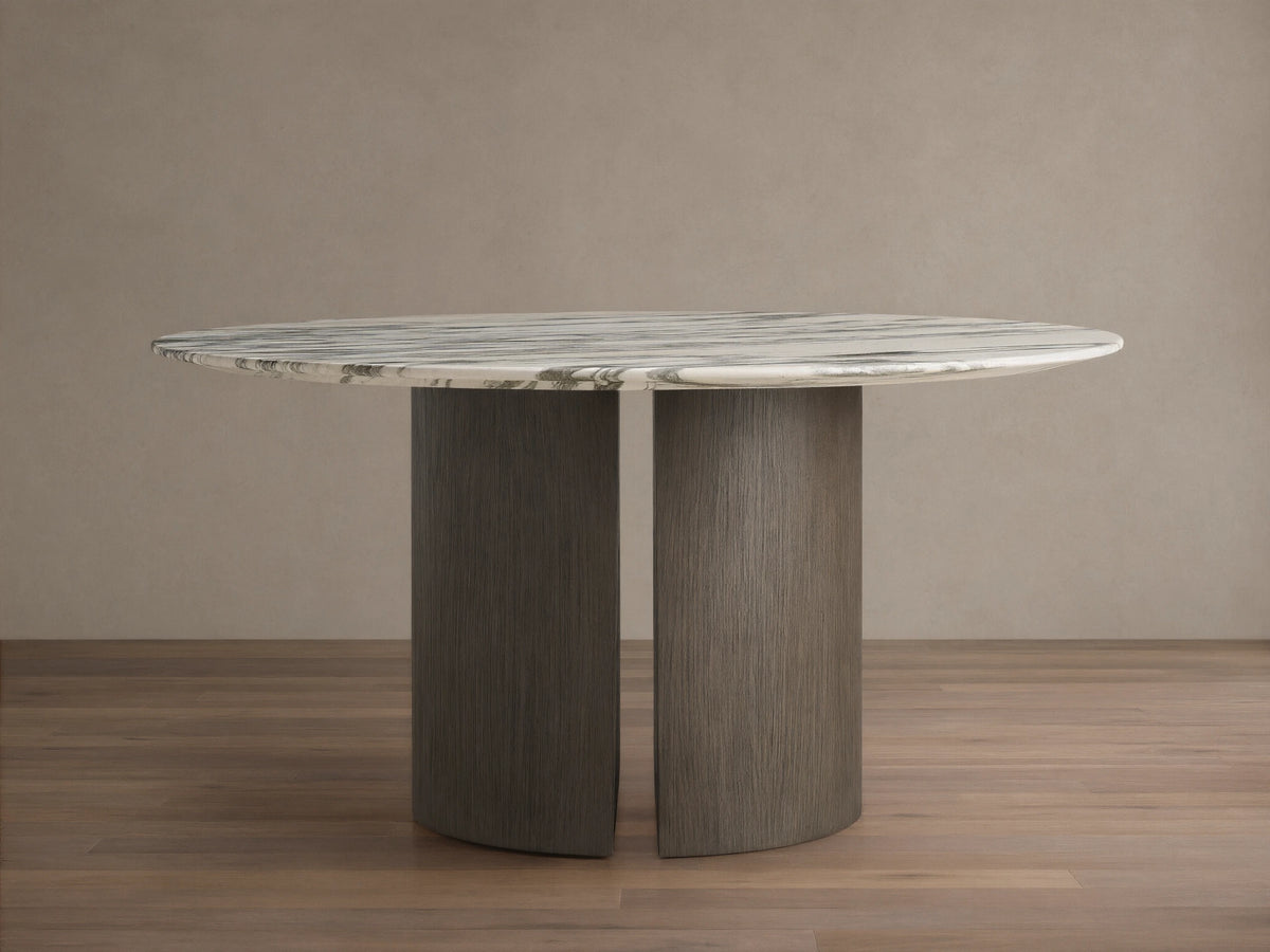 Saint Germain Round Stone Dining Table with Dauphine Base
