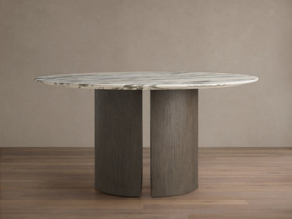 Saint Germain Round Stone Dining Table with Dauphine Base