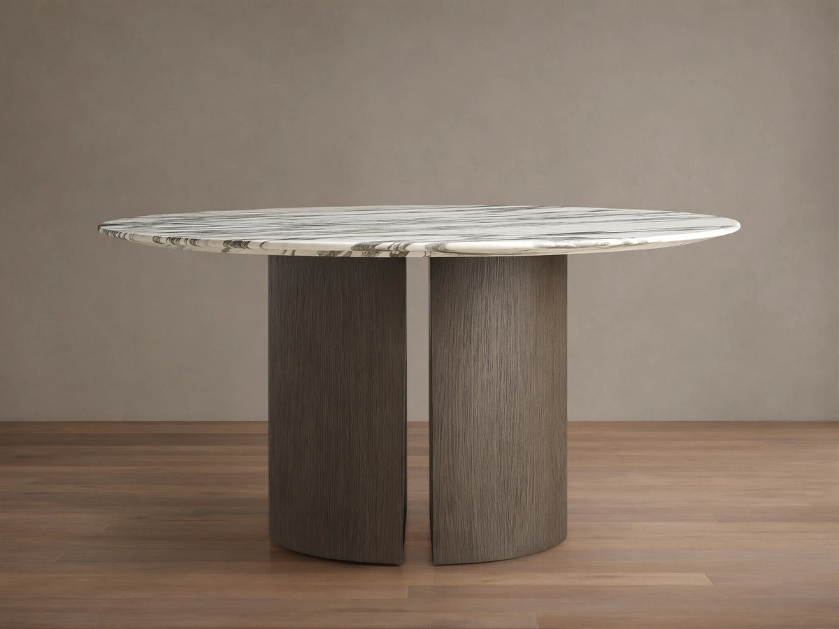 Saint Germain Round Stone Dining Table with Dauphine Base