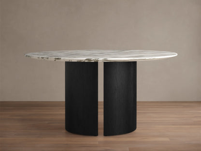 Saint Germain Round Stone Dining Table with Dauphine Base
