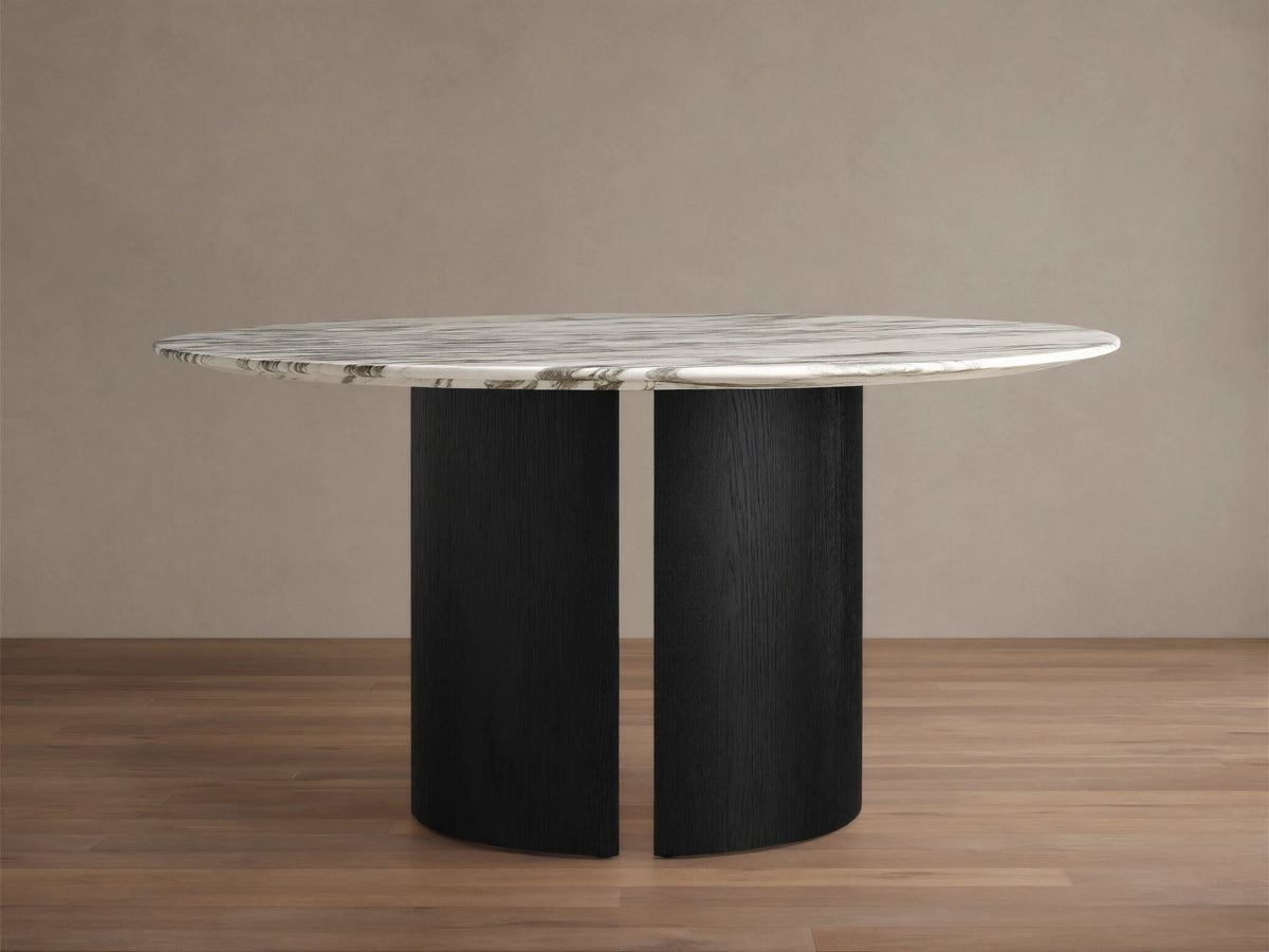 Saint Germain Round Stone Dining Table with Dauphine Base