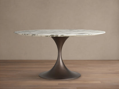Saint Germain Round Stone Dining Table with Launette Base