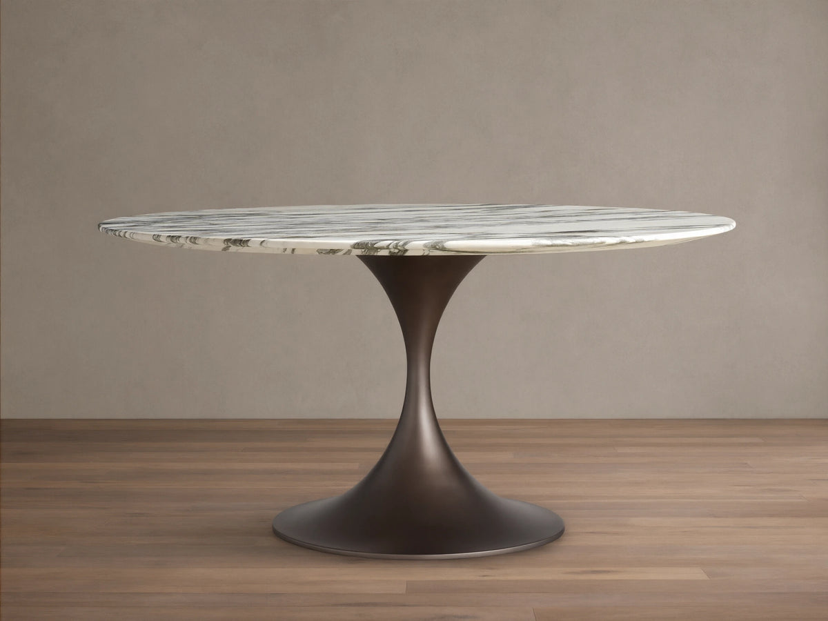Saint Germain Round Stone Dining Table with Launette Base