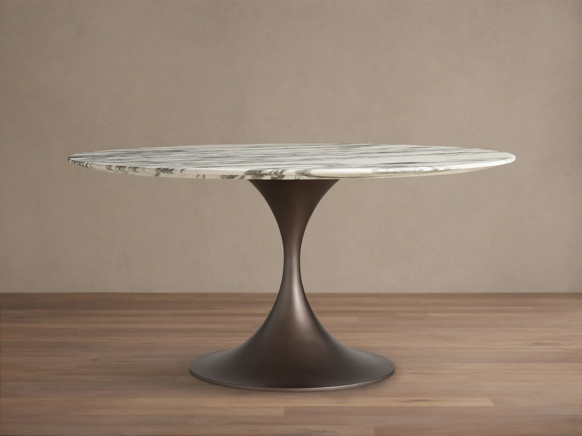 Saint Germain Round Stone Dining Table with Launette Base