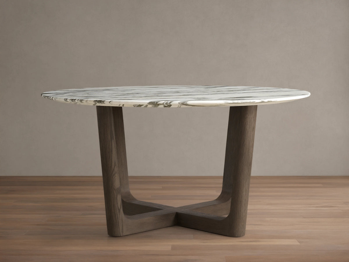 Saint Germain Round Stone Dining Table with Rennes Base